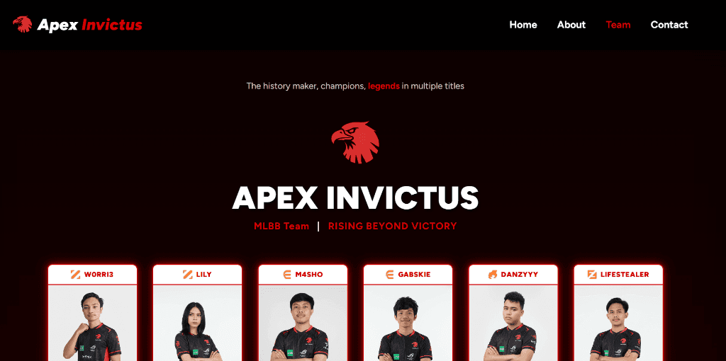 Apex Invictus Esports MLBB team roster and organization website